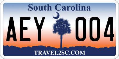 SC license plate AEY004