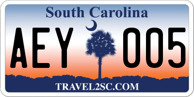 SC license plate AEY005