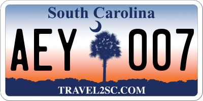 SC license plate AEY007