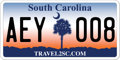 SC license plate AEY008