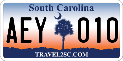 SC license plate AEY010