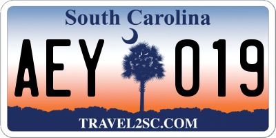 SC license plate AEY019