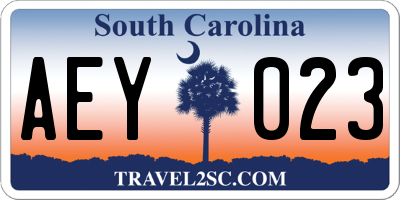 SC license plate AEY023