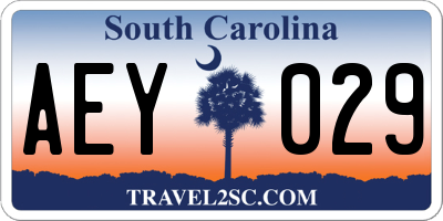 SC license plate AEY029