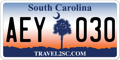 SC license plate AEY030