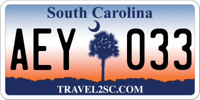 SC license plate AEY033