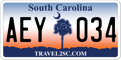 SC license plate AEY034