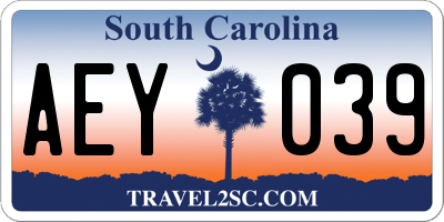 SC license plate AEY039