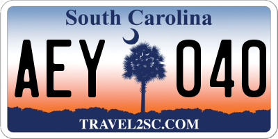 SC license plate AEY040