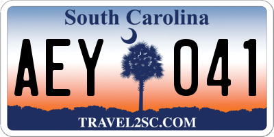 SC license plate AEY041