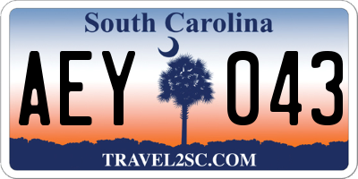 SC license plate AEY043