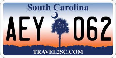 SC license plate AEY062