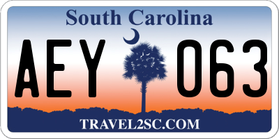 SC license plate AEY063