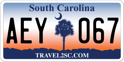 SC license plate AEY067