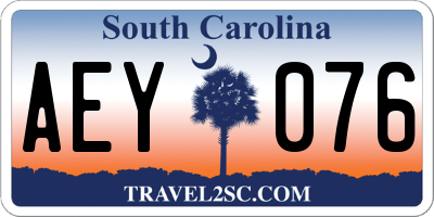 SC license plate AEY076