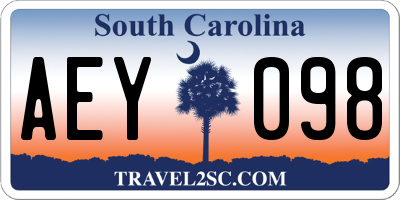 SC license plate AEY098