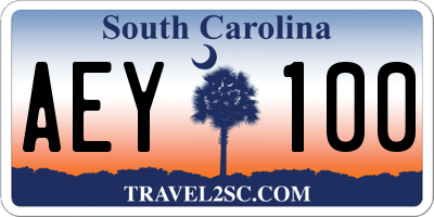 SC license plate AEY100