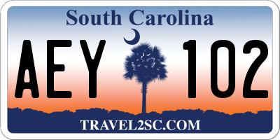SC license plate AEY102