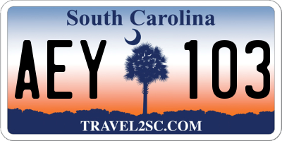 SC license plate AEY103