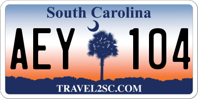 SC license plate AEY104