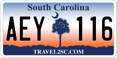 SC license plate AEY116