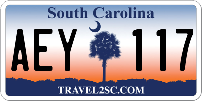 SC license plate AEY117