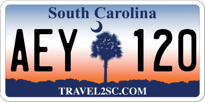 SC license plate AEY120
