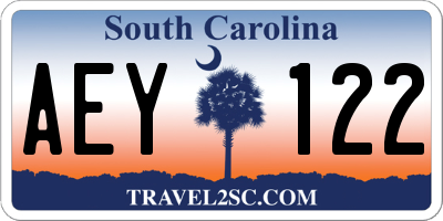 SC license plate AEY122
