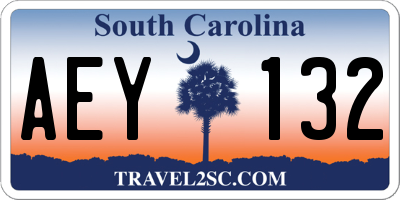 SC license plate AEY132