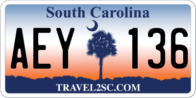 SC license plate AEY136