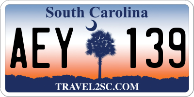SC license plate AEY139
