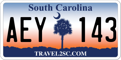 SC license plate AEY143