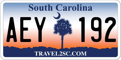 SC license plate AEY192