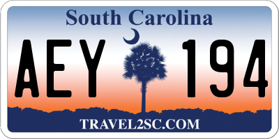 SC license plate AEY194
