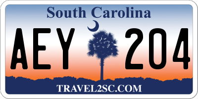 SC license plate AEY204