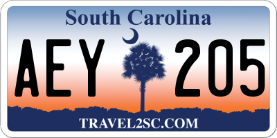 SC license plate AEY205