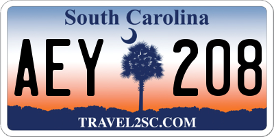 SC license plate AEY208