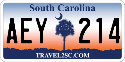SC license plate AEY214