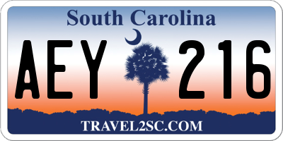 SC license plate AEY216