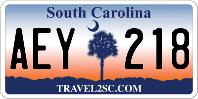 SC license plate AEY218