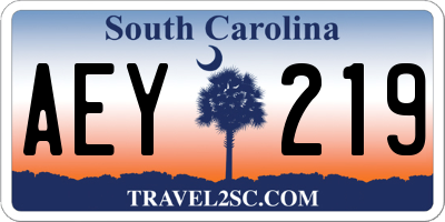 SC license plate AEY219