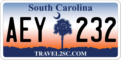 SC license plate AEY232