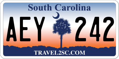 SC license plate AEY242
