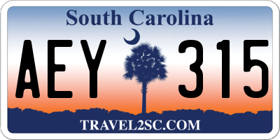 SC license plate AEY315
