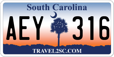 SC license plate AEY316