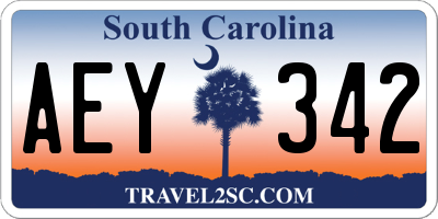 SC license plate AEY342