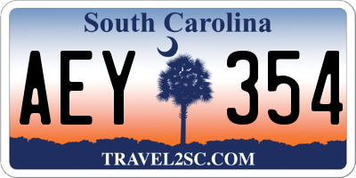 SC license plate AEY354