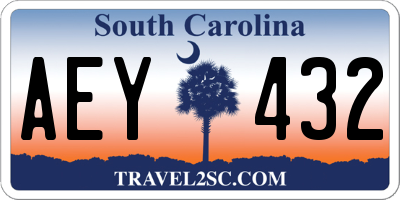 SC license plate AEY432