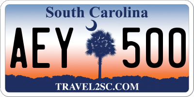 SC license plate AEY500