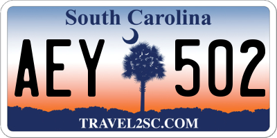 SC license plate AEY502